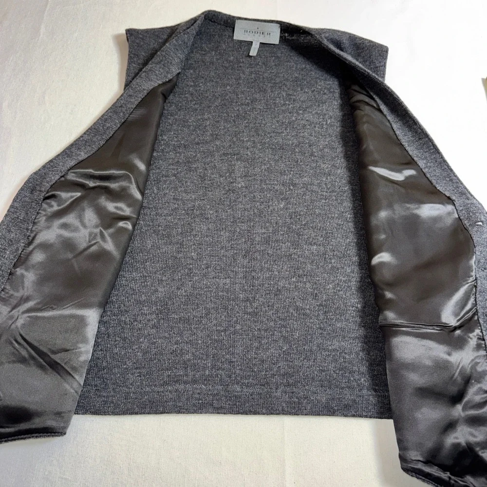 Rodier Hommes Mens Wool Knit Vest Gray Button Front Made in Belgium Size 7 L/XL